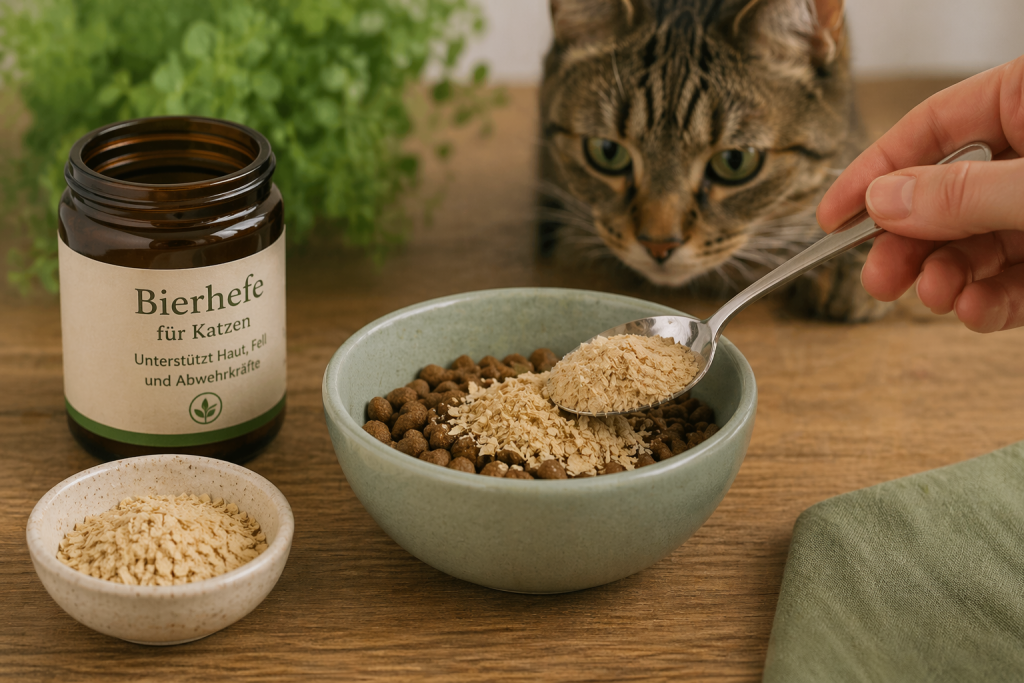 Bierhefe Flocken in Schale für Katzen Bierhefe Flocken für Katzen zur Unterstützung von Haut und Fell