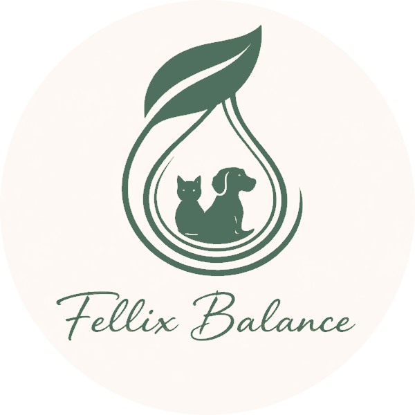 Logo Fellix Balance mit Hund und Katze als Symbol für Tierheilpraxis, Tiersitting und Aromaberatung